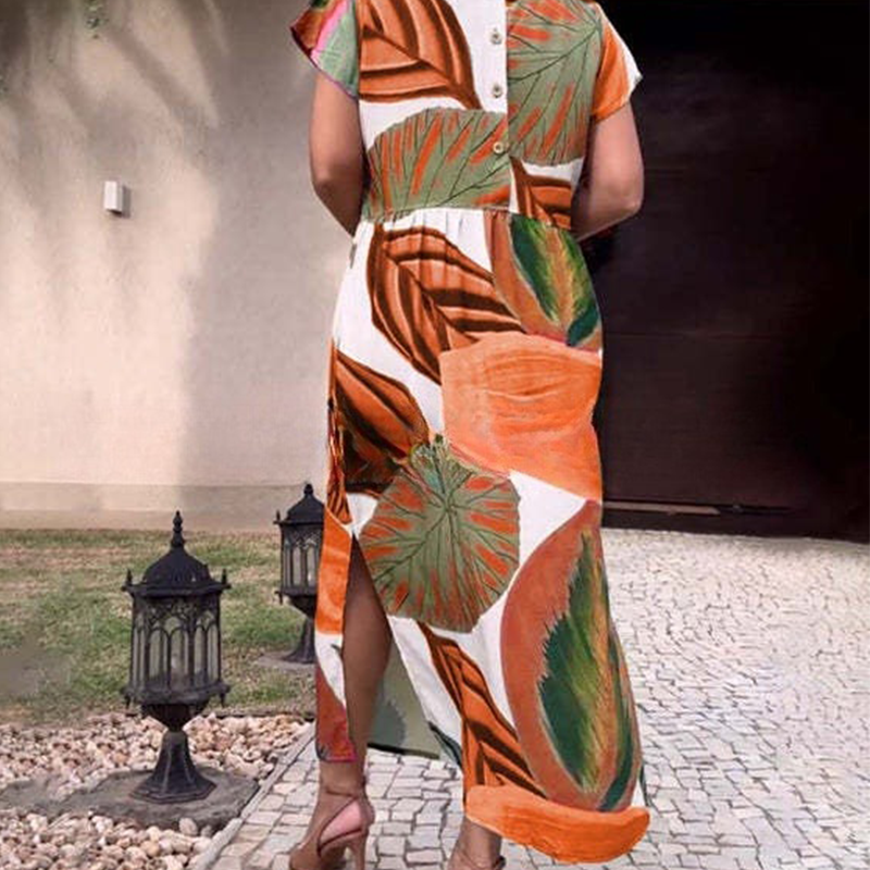 🌸 Nyomott oldalsó hasítékos, oldalsó hasítékos, rövid ujjú, rövid ujjú ruhák nőknek