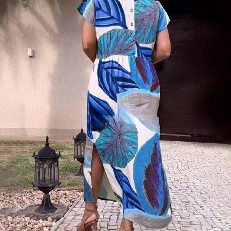 🌸 Nyomott oldalsó hasítékos, oldalsó hasítékos, rövid ujjú, rövid ujjú ruhák nőknek