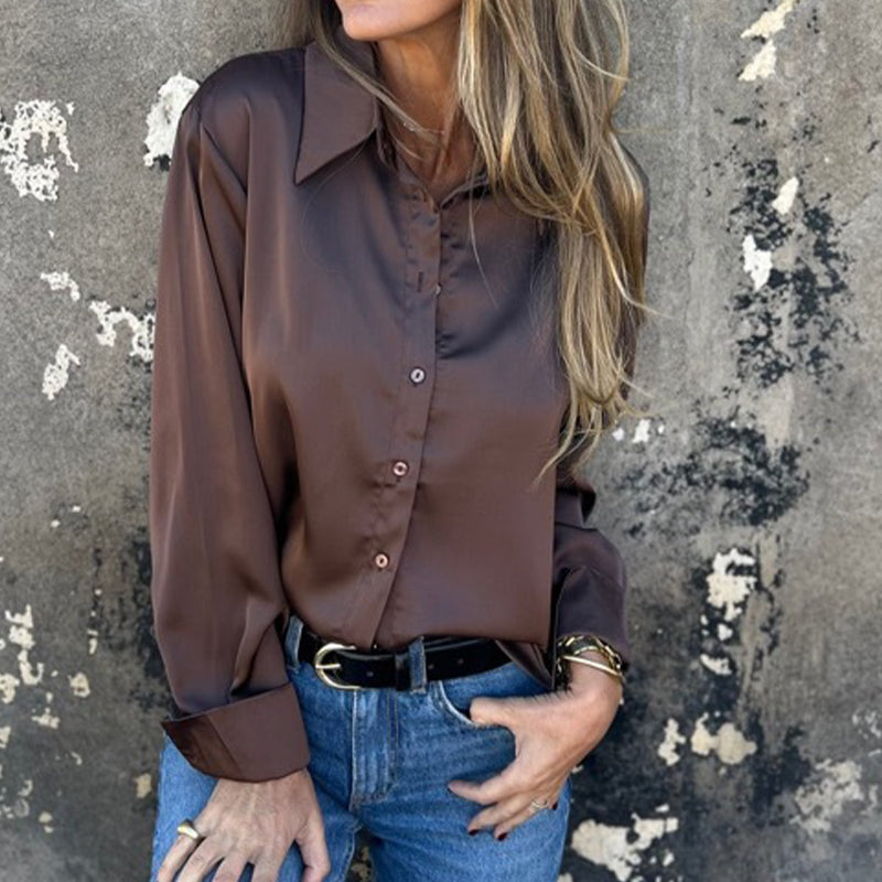 🎊 Nyári újdonságok🎊 Elegáns szatén hosszú ujjú ing