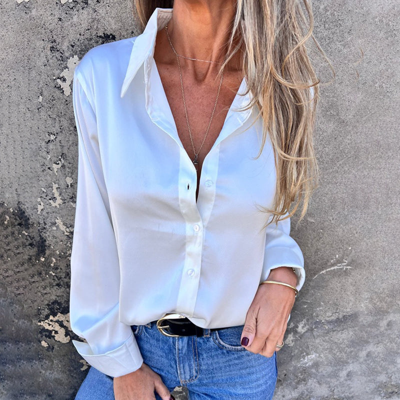 🎊 Nyári újdonságok🎊 Elegáns szatén hosszú ujjú ing