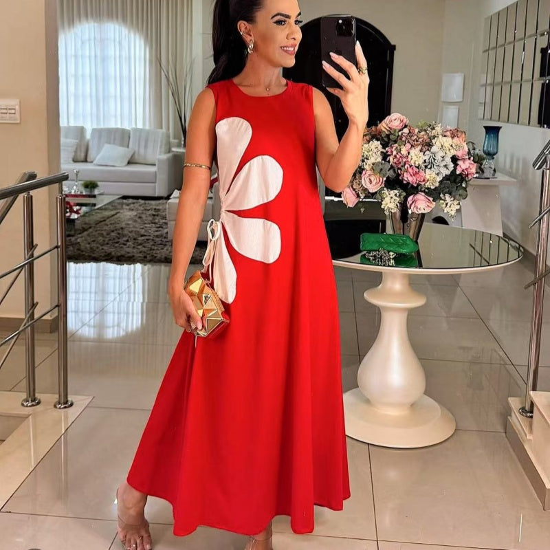 👗 Női ujjatlan ruha virágmintával 🌸