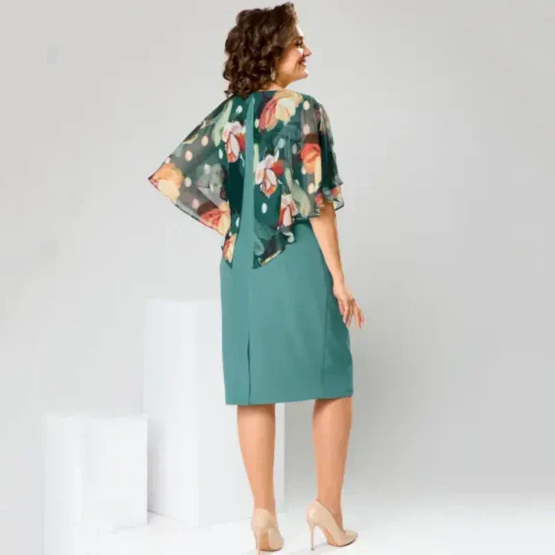 🌸 Elegáns virágmintás, kerek nyakkivágású ruhák nőknek