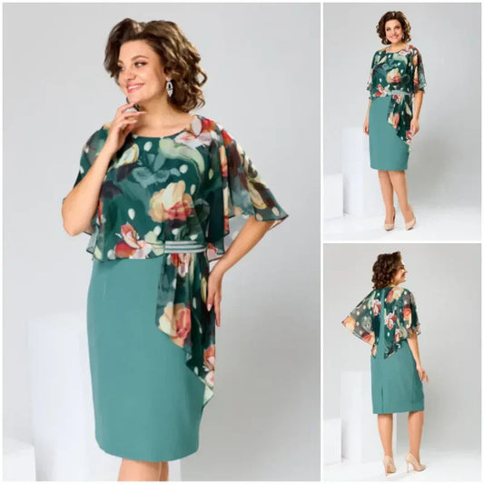 🌸 Elegáns virágmintás, kerek nyakkivágású ruhák nőknek