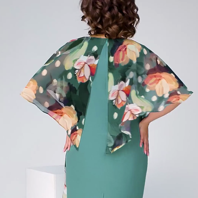 🌸 Elegáns virágmintás, kerek nyakkivágású ruhák nőknek