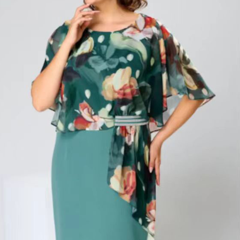 🌸 Elegáns virágmintás, kerek nyakkivágású ruhák nőknek