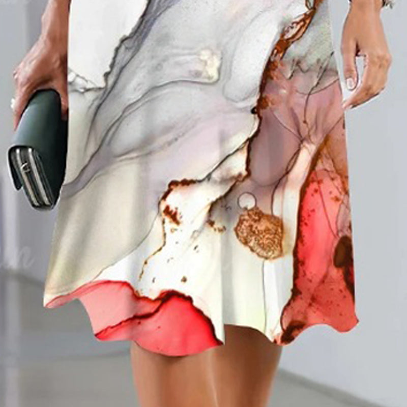 🌹Rózsa nyaklánc ingyen🌸Női alkalmi sokoldalú nyomtatott ruha