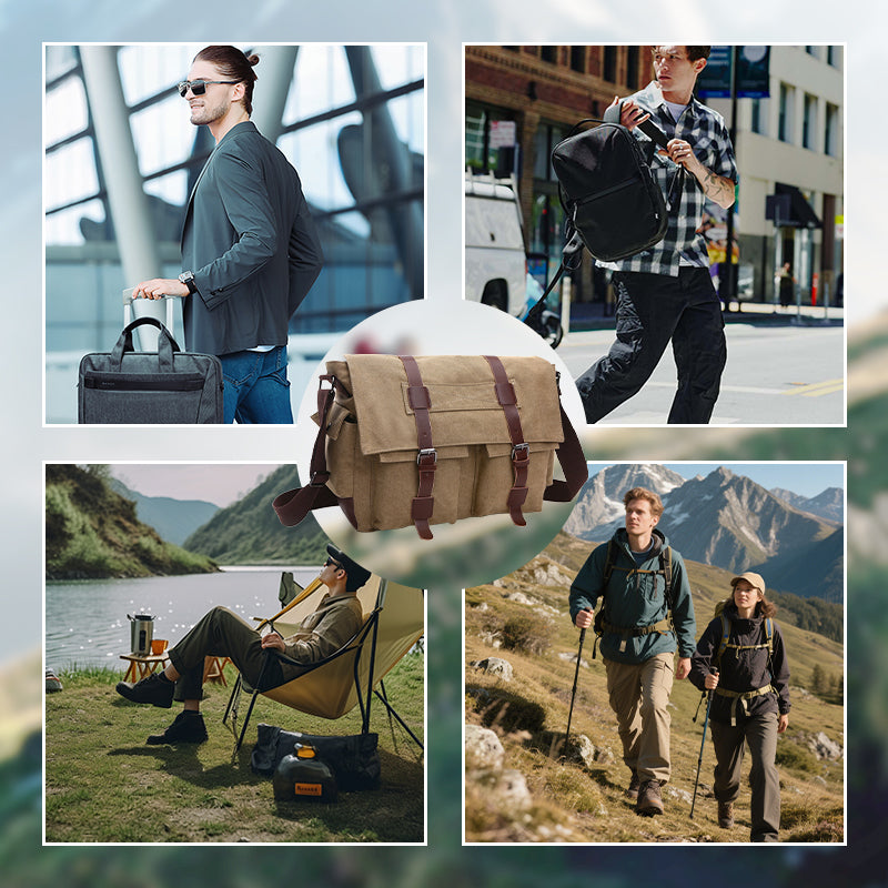 Férfi nagy kapacitású vászon válltáska