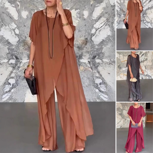 🛍️✨ Női szett, amely egy szabálytalan blúzból és egy könnyű nadrágból áll