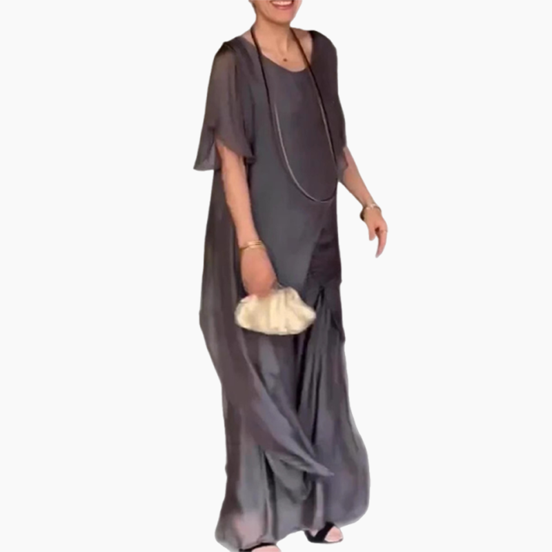 🛍️✨ Női szett, amely egy szabálytalan blúzból és egy könnyű nadrágból áll