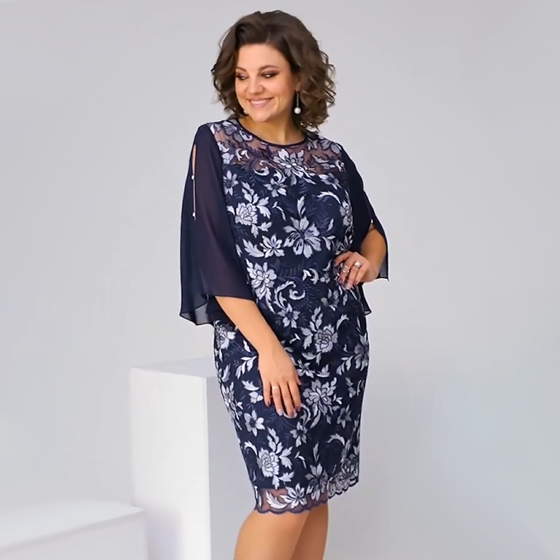 ✨Női virágmintás, hálós midi ruha