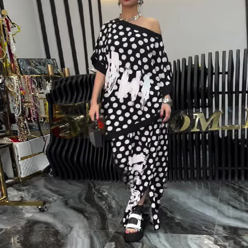 2 részes szett: túlméretezett felső és bő szárú nadrág nőknek