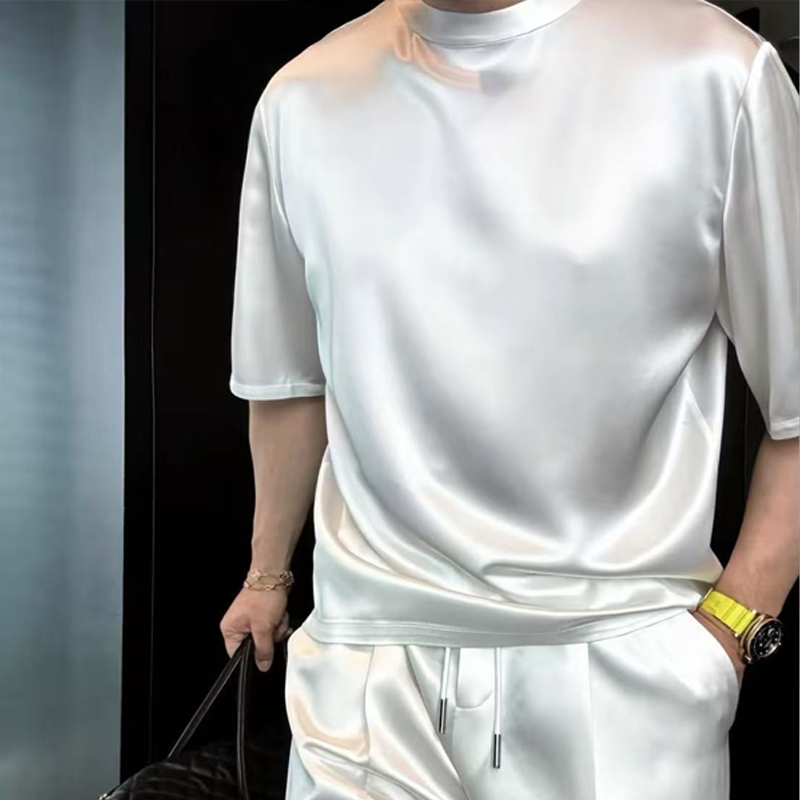 Férfi lezser monokróm blúz és bermuda kétrészes szett