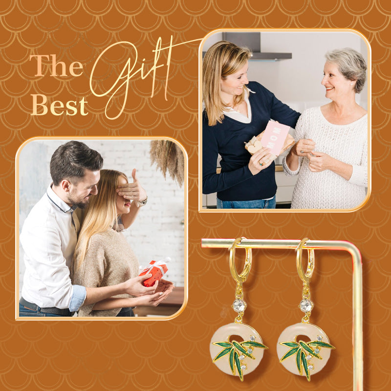 Modern, orientális stílusú bambusz fülbevalók és nyaklánc