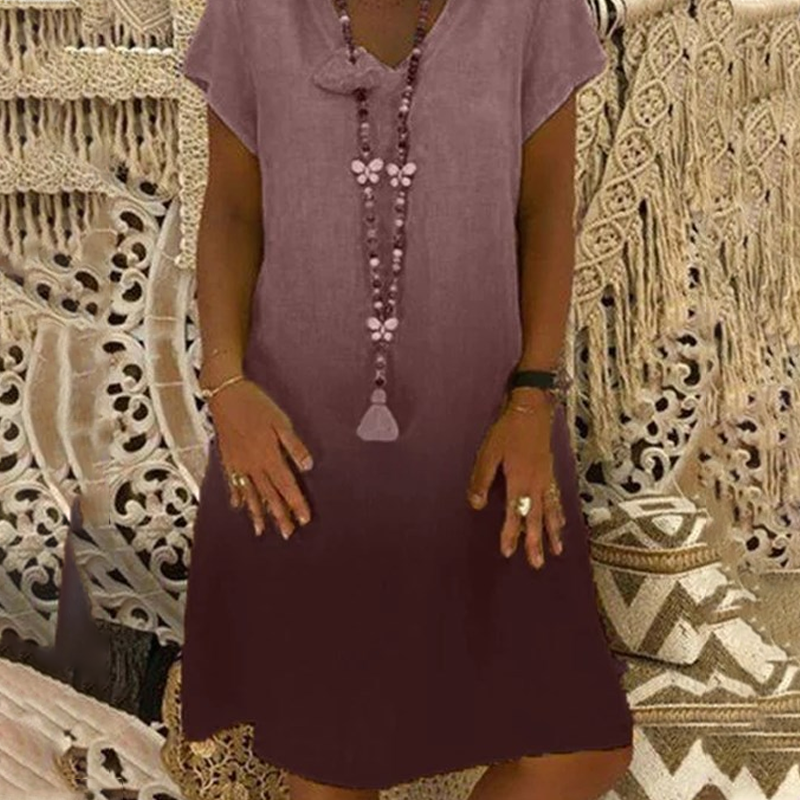 💃V-nyakú, lezser, rövid ujjú ruha