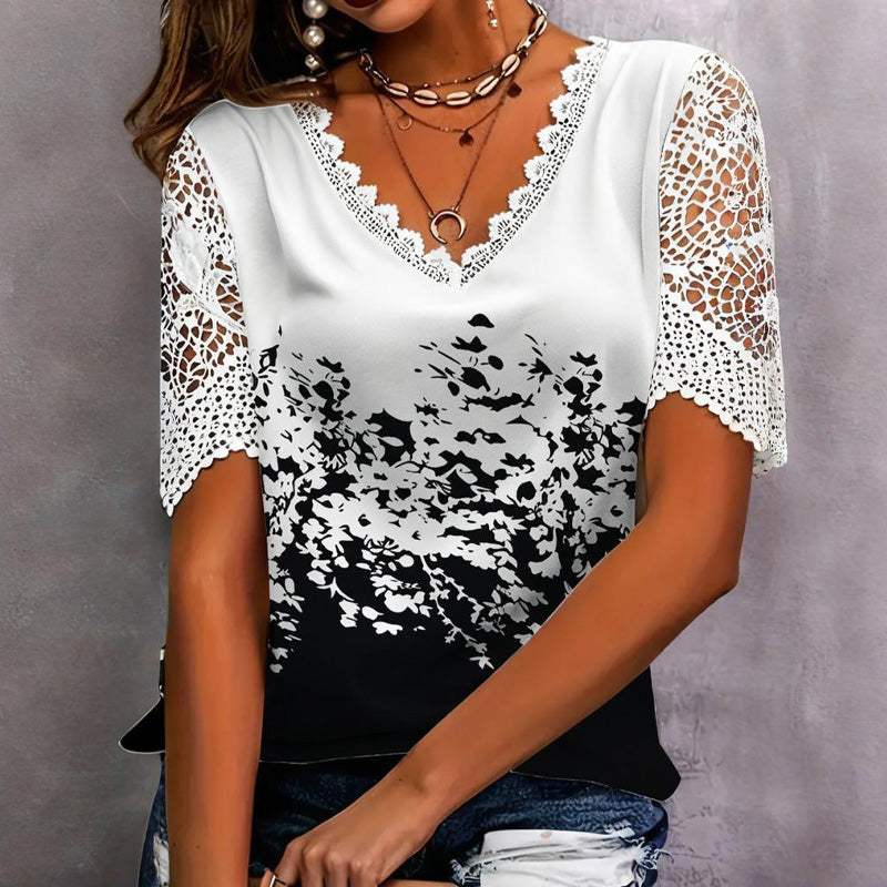 Nyomott csipke rövid ujjakkal