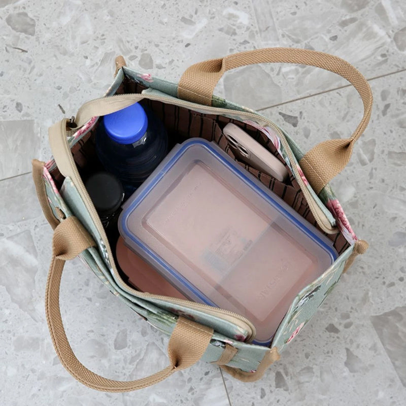 🌺Virágos nyomtatott ebéd táska nőknek