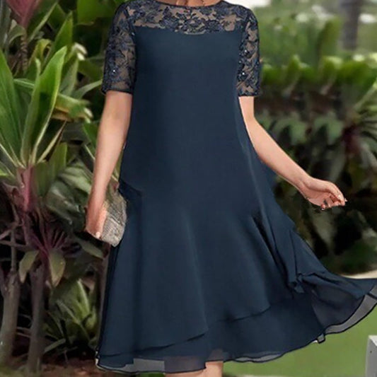 💖 [S-3XL] 👗✨️ Női Réteges Háló A-vonalú Midi Ruha