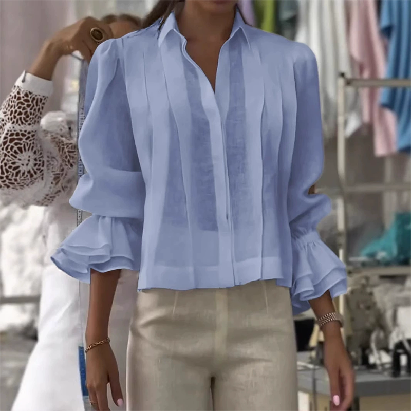 【S-3XL】✨🌼Elegáns ing fodros és rakott mintával