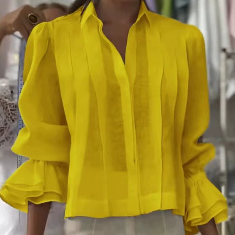 【S-3XL】✨🌼Elegáns ing fodros és rakott mintával