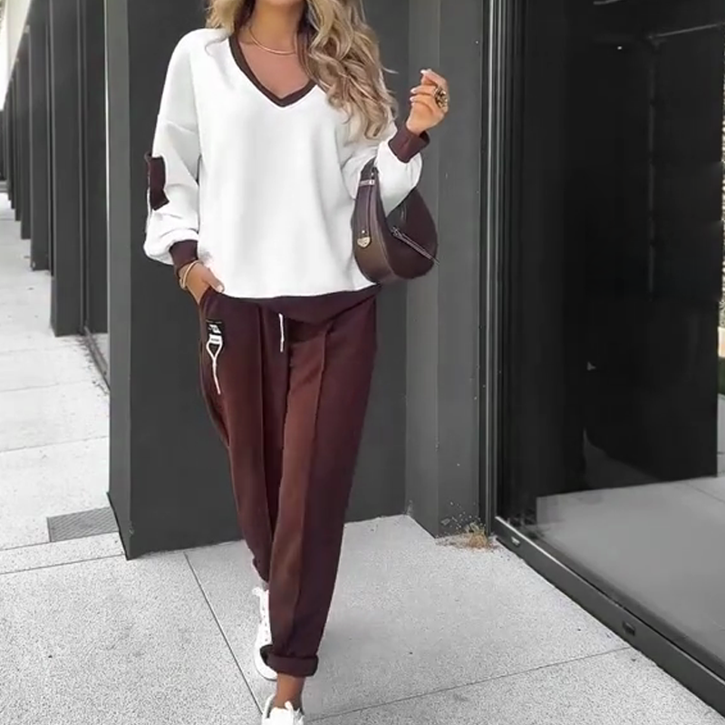 🍂 Hosszú ujjú, színes blokkos szett, melegítőnadrággal