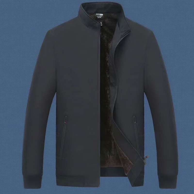 Férfi egyszínű cipzáras meleg kabát -💪Ránctalan, szélálló, esőálló és hóálló!