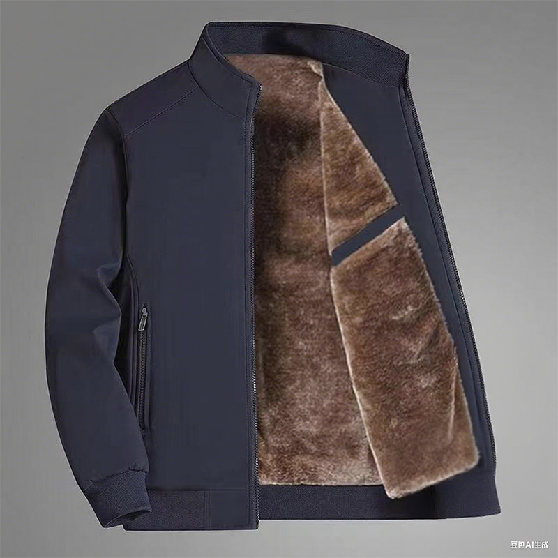 Férfi egyszínű cipzáras meleg kabát -💪Ránctalan, szélálló, esőálló és hóálló!