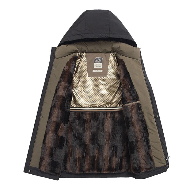 Férfi téli meleg kabát kapucnival